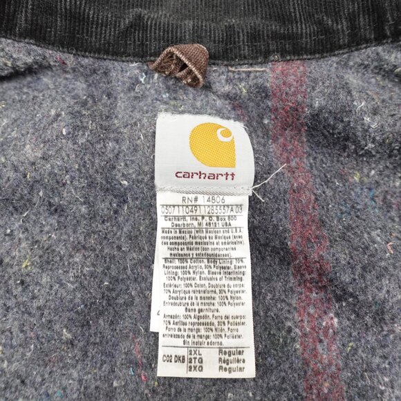 Y2K Carhartt Blanket Lined Cotton Duck Chore Jacket Men's 2XL Canvas CO2 DKB - Picture 3 of 11